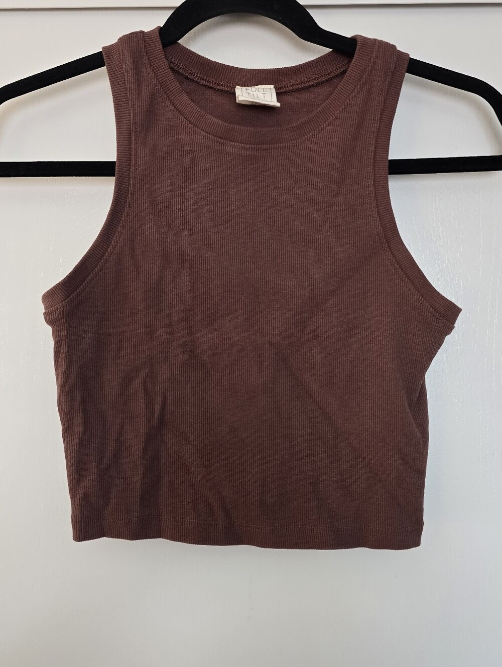 Full Tilt - Purplish-Brown Ribbed Crop Tank Top